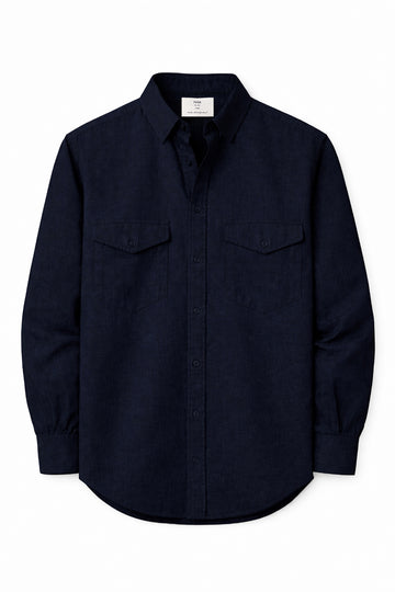 IVAR® Navy Italian Linen Shirt