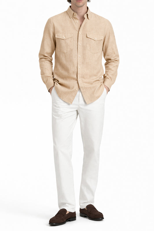 IVAR® Dark Khaki Italian Linen Shirt