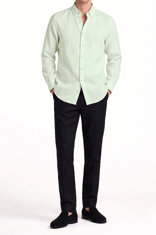 IVAR® Soft Mint Linen Texture Buttondown Shirt
