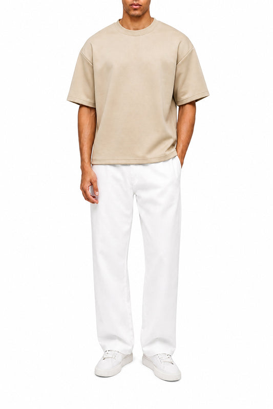IVAR® Beige Light Scuba oversized Tshirt