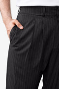 IVAR Bistre Luxe Pinstripe Pant – bistre brown pinstripe tailored pant, view 4