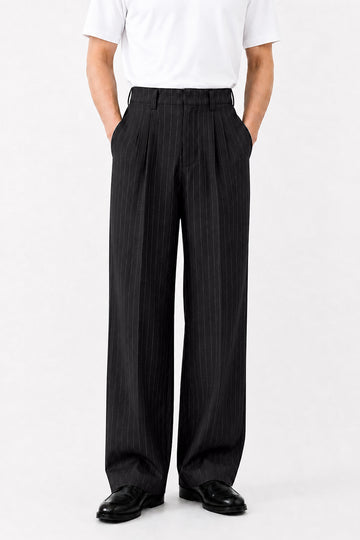 IVAR Bistre Luxe Pinstripe Pant – men's bistre brown luxe pinstripe trousers