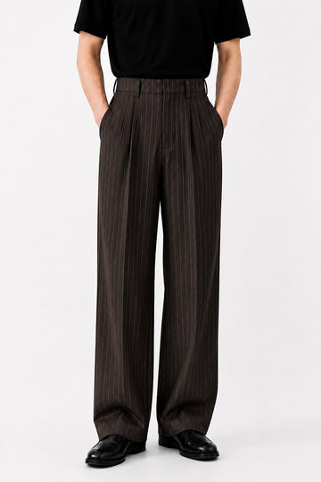 IVAR Bistre Luxe Pinstripe Pant - Full Length Model View - IVAR Clothing