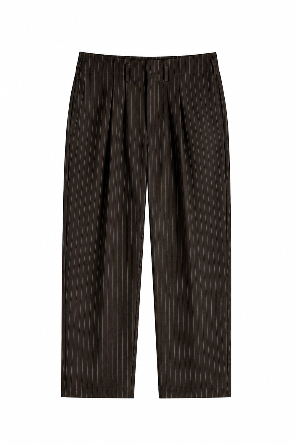 IVAR Brown Luxe Pinstripe Pant - Flat Lay - IVAR Clothing