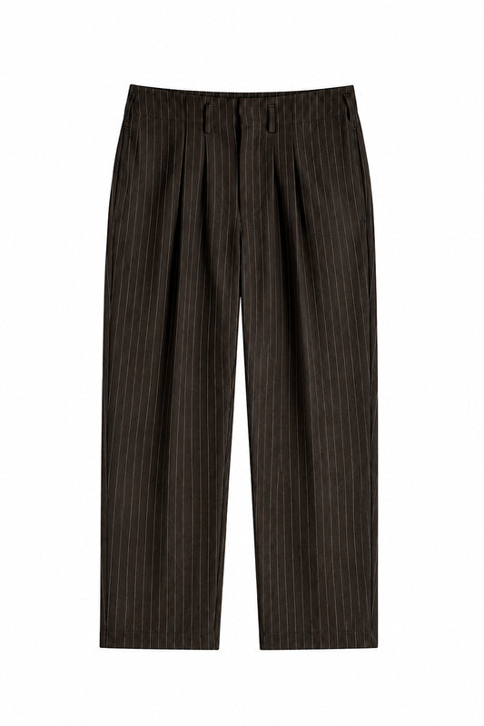 IVAR Brown Luxe Pinstripe Pant - Flat Lay - IVAR Clothing