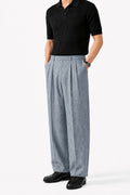 IVAR Graphite Blue Luxe Pinstripe Pant - Styled Outfit View - IVAR Clothing