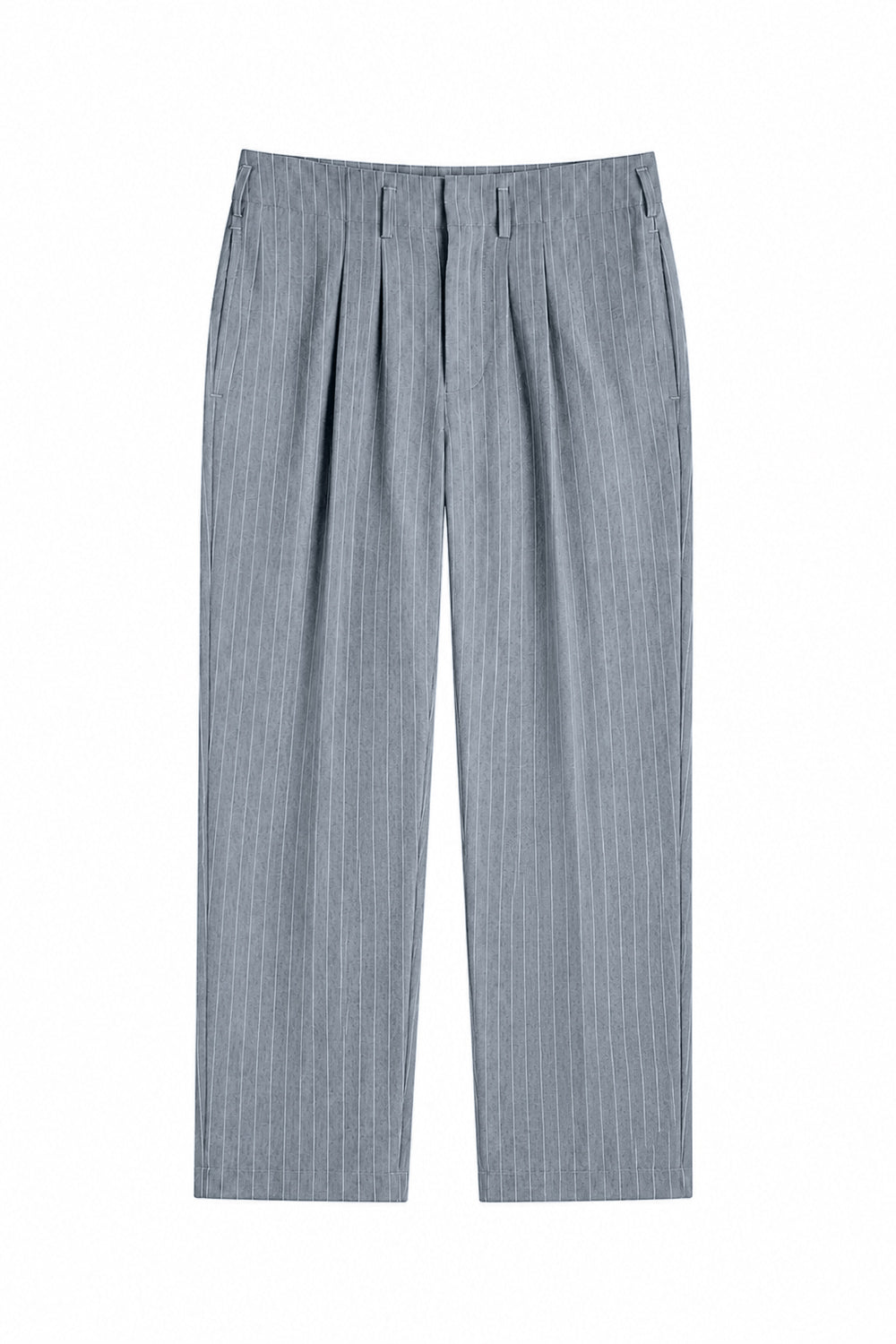 IVAR Graphite Blue Luxe Pinstripe Pant - Flat Lay - IVAR Clothing