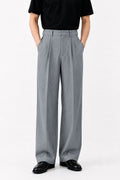 IVAR Heather Grey Luxe Pinstripe Pant - Full Length Model View - IVAR Clothing