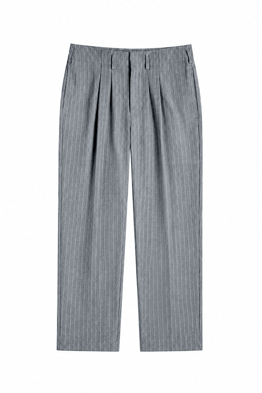 IVAR Heather Grey Luxe Pinstripe Pant - Flat Lay - IVAR Clothing