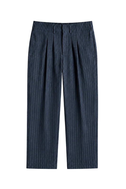 IVAR Navy Luxe Pinstripe Pant - Flat Lay - IVAR Clothing