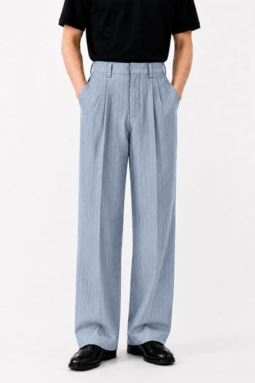 IVAR Sky Luxe Pinstripe Pant - Full Length Model View - IVAR Clothing