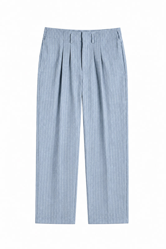 IVAR Sky Luxe Pinstripe Pant - Flat Lay - IVAR Clothing