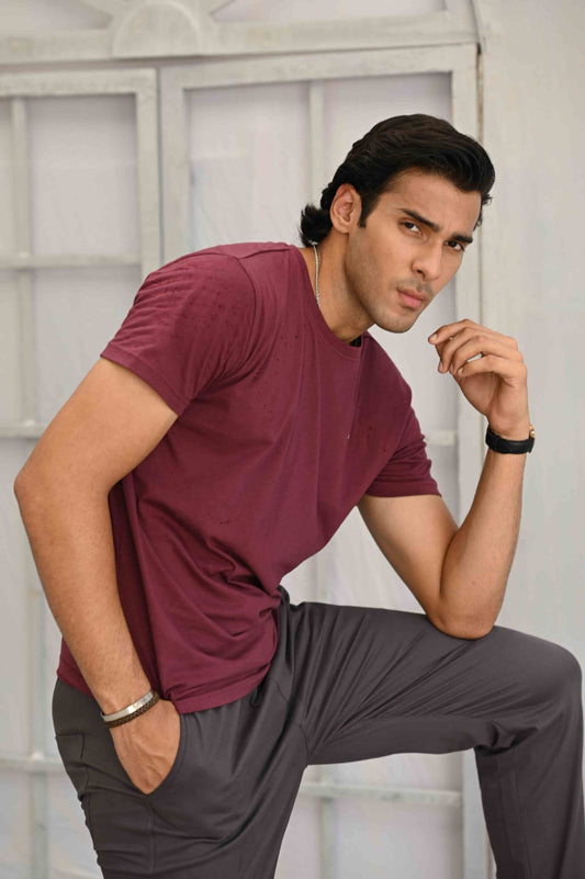 Basic Burgundy T Shirt (100% Combed Cotton)