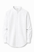 IVAR White Mandarin Collar Linen Buttondown - Front View - IVAR Clothing