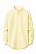 IVAR Yellow Mandarin Collar Linen Buttondown - Front View - IVAR Clothing