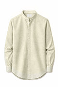IVAR Lime Mandarin Collar Linen Buttondown Shirt – men's lime linen shirt with mandarin collar