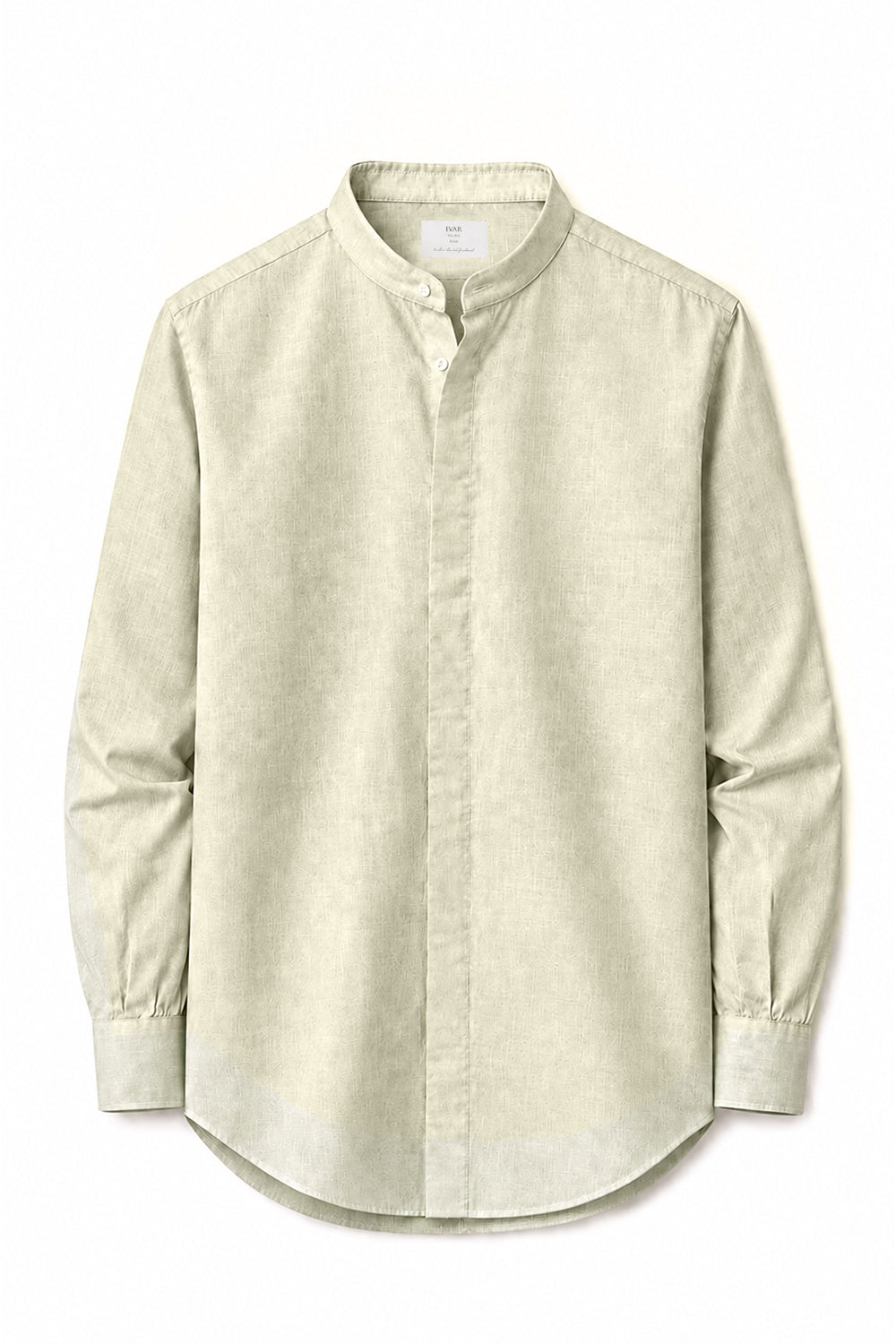 IVAR Lime Mandarin Collar Linen Buttondown Shirt – men's lime linen shirt with mandarin collar