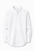 IVAR White Mandarin Collar Linen Buttondown Shirt – men's white linen shirt with mandarin collar