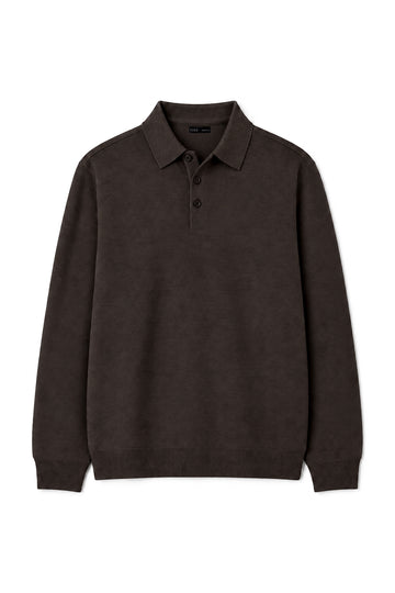 IVAR Brown Merino Style Flat Knit Polo