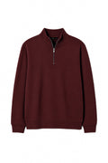 IVAR Maroon Merino Style Flat Knit Quarter Zipper, flat lay front view