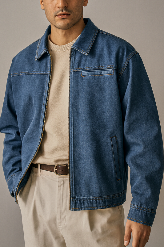 IVAR® Oversized Medium Blue Denim Zipper