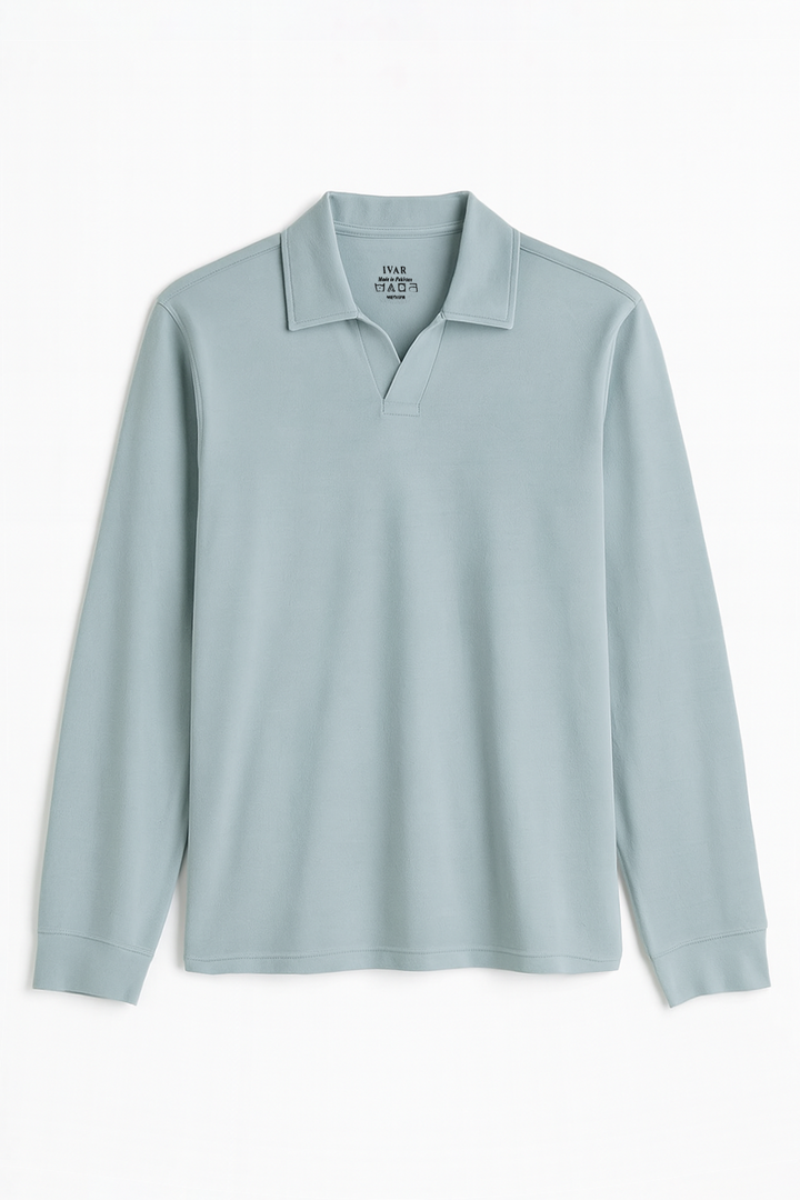 IVAR® Mint Green Full Sleeve Johnny Collar Polo