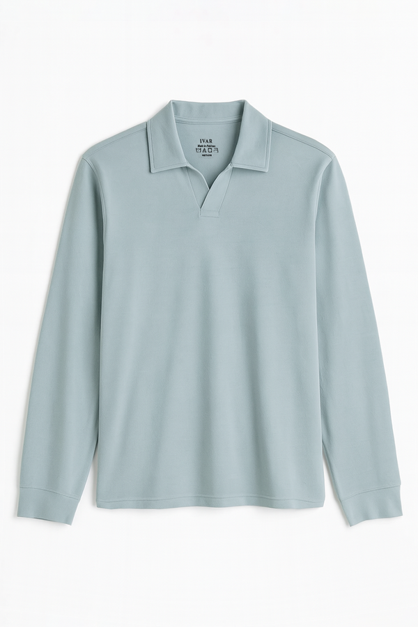 IVAR® Mint Green Full Sleeve Johnny Collar Polo