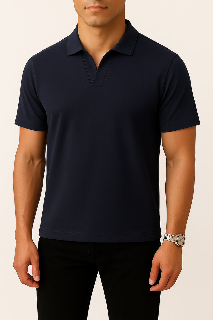 IVAR® Navy Johnny Collar Polo