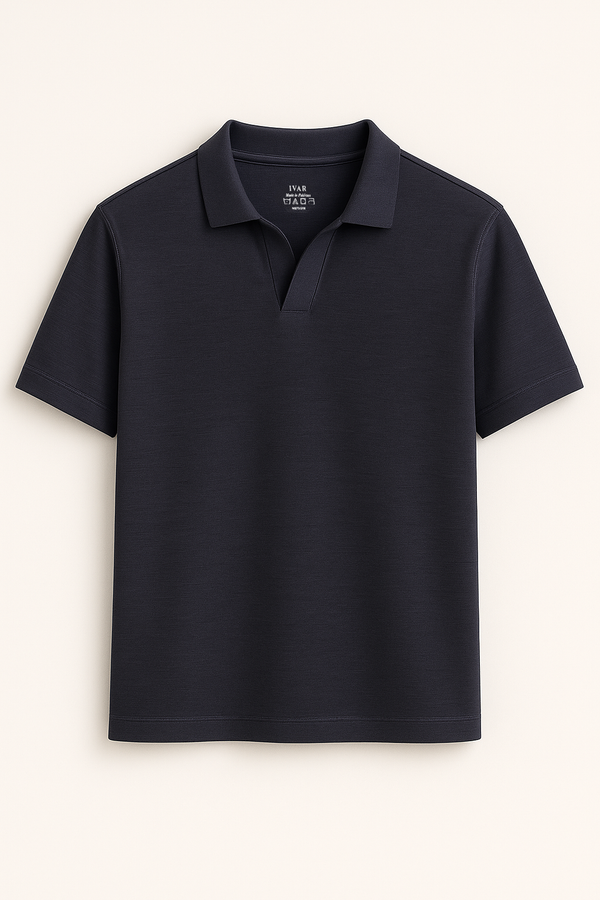 IVAR® Navy Johnny Collar Polo