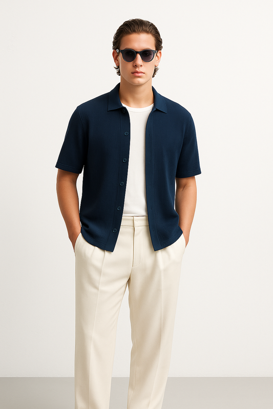 IVAR® Navy Ribbed Shirt
