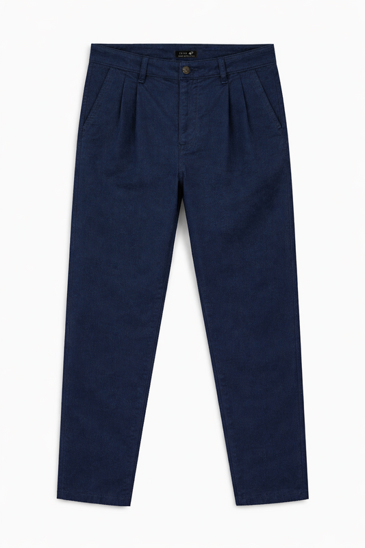 IVAR® Navy Twill Straight Fit Pleated Pants