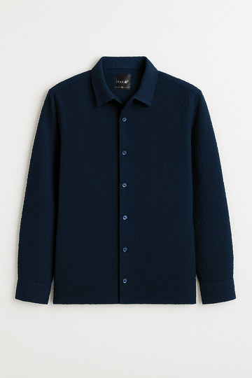 IVAR Oversized Seersucker Navy Shirt