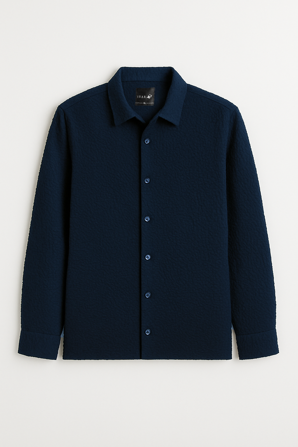 IVAR Oversized Seersucker Navy Shirt