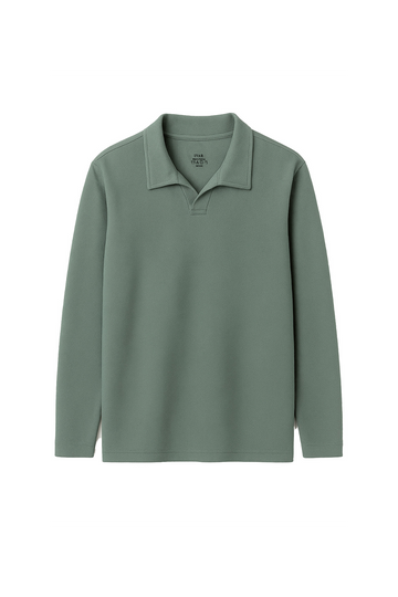 IVAR® Mint Green Textured Full Sleeve Johnny Collar Polo