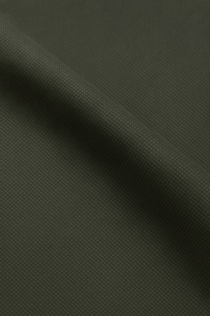 IVAR®  Olive Green Jacquard Cuban Collar Shirt
