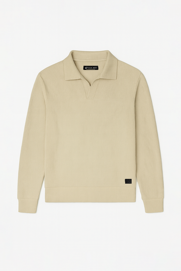 IVAR® Oatmeal Johnny Collar Ribline Polo