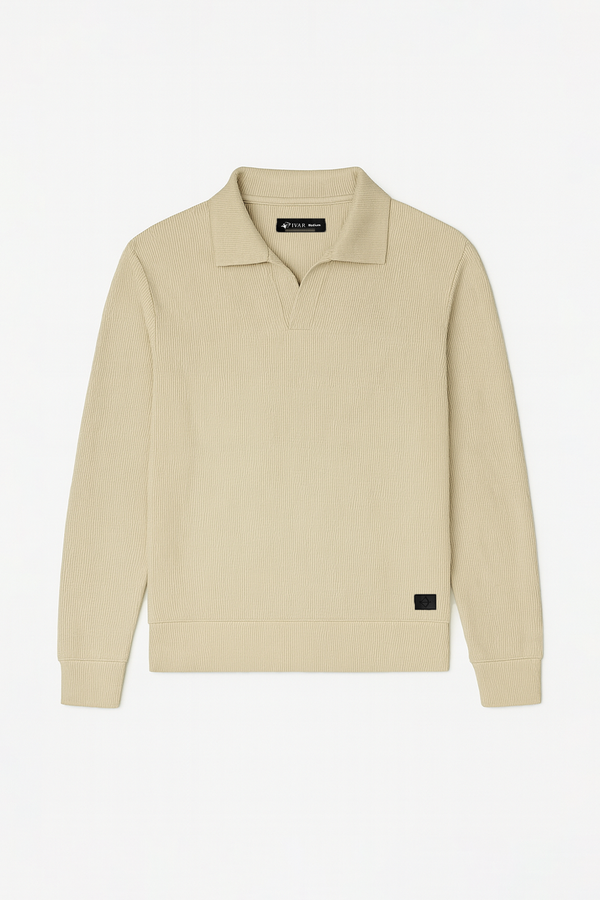 IVAR® Oatmeal Johnny Collar Ribline Polo