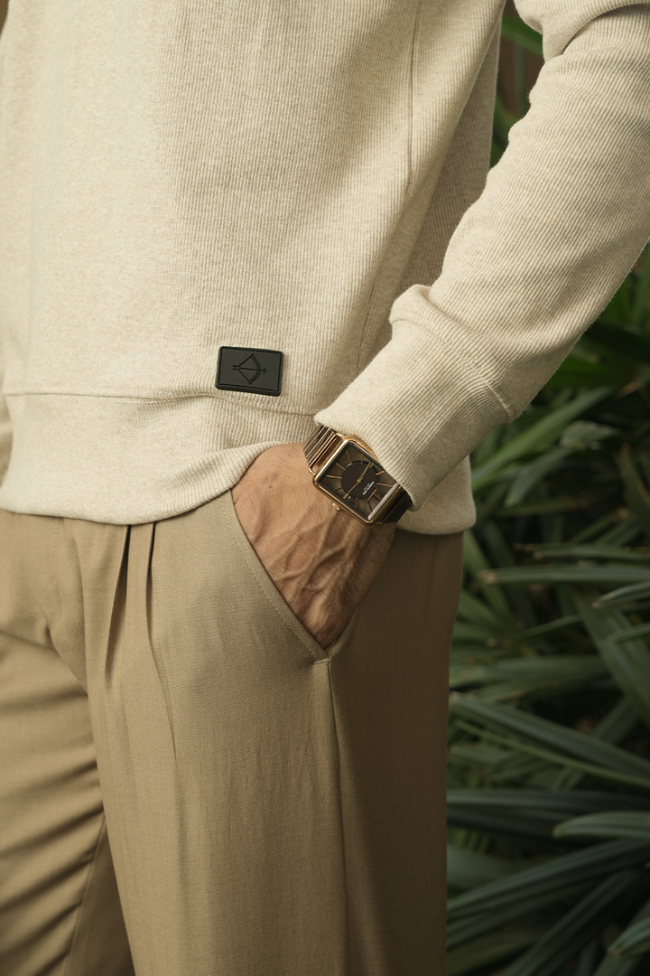 IVAR® Oatmeal Johnny Collar Ribline Polo