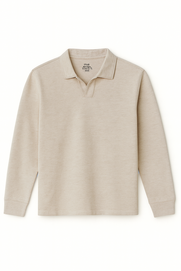 IVAR® Oat Meal Full Sleeve Johnny Collar Polo