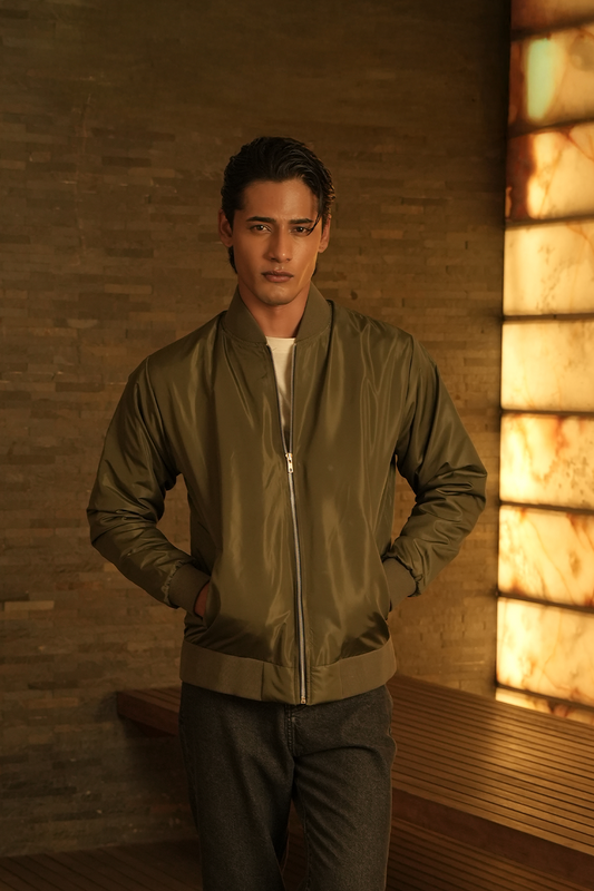 IVAR® Olive Green Windshell Bomber Jacket
