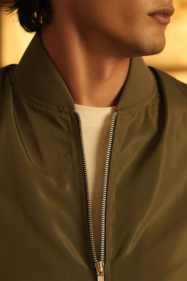 IVAR® Olive Green Windshell Bomber Jacket
