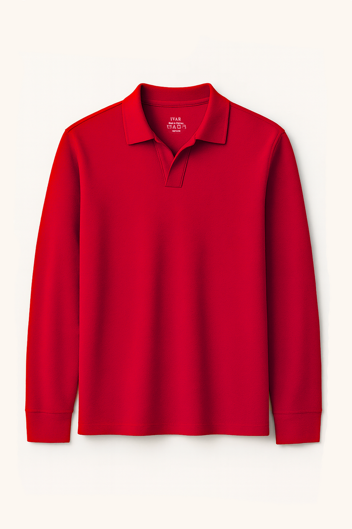 IVAR® Orange Full Sleeve Johnny Collar Polo