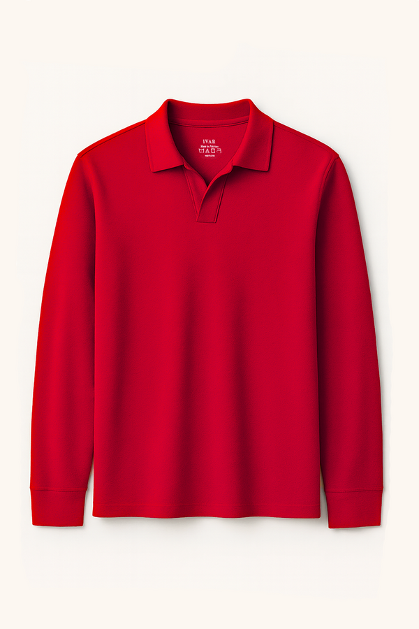 IVAR® Orange Full Sleeve Johnny Collar Polo