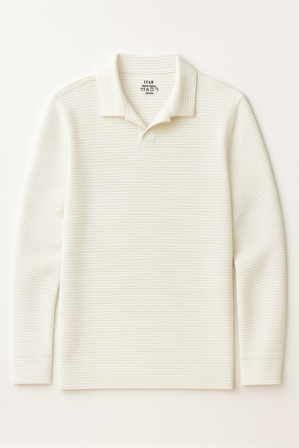 IVAR® Ottoman White Full sleeve Johnny Collar Polo
