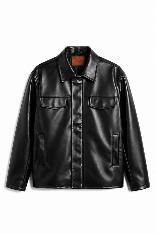 IVAR Black Outlaw Leather Jacket - Front View - IVAR Clothing