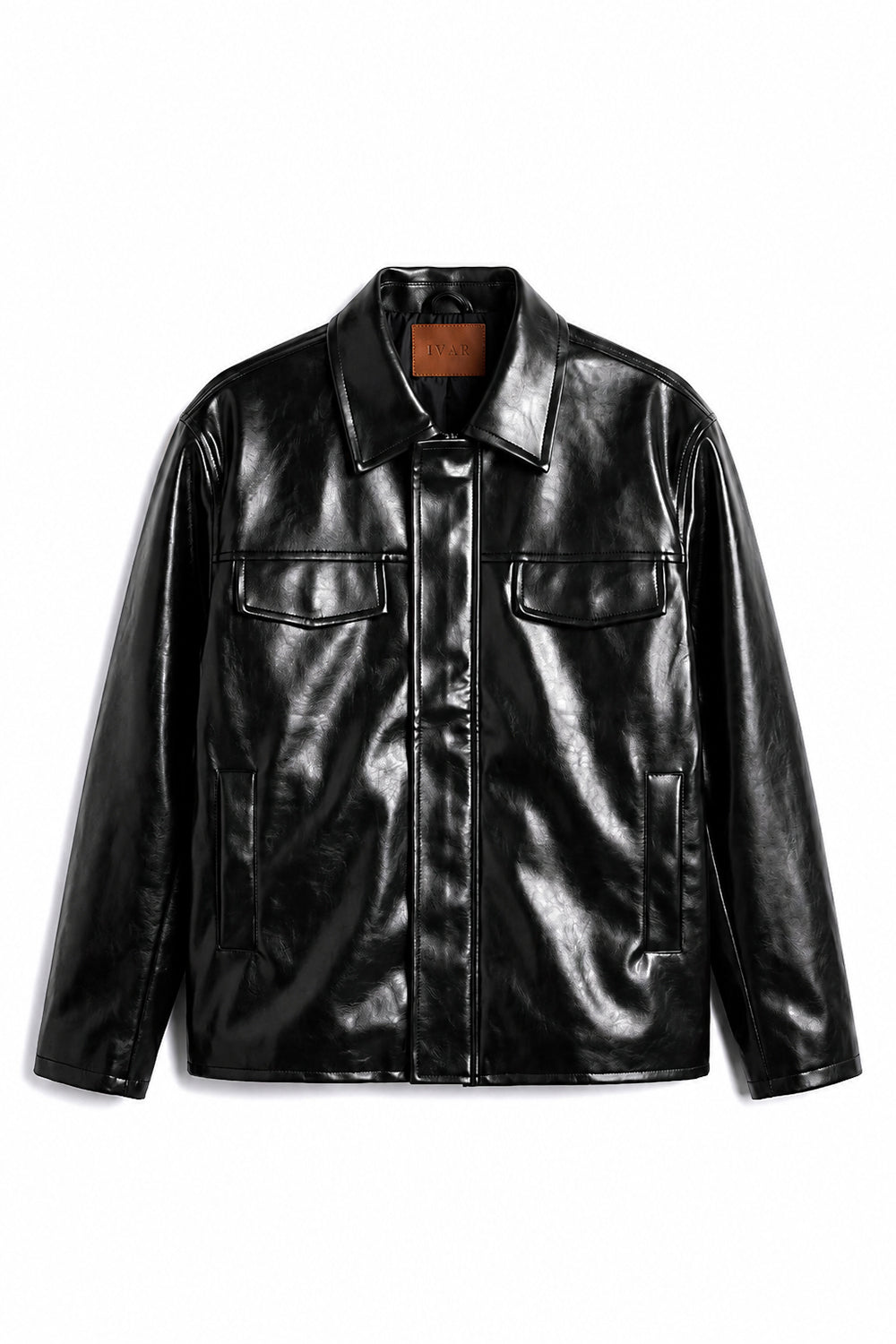 IVAR Black Outlaw Leather Jacket - Front View - IVAR Clothing