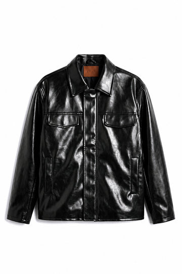 IVAR Black Outlaw Leather Jacket - Front View - IVAR Clothing