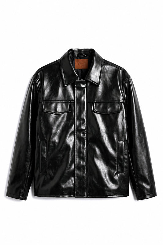 IVAR Black Outlaw Leather Jacket - Front View - IVAR Clothing