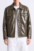 IVAR Brown Outlaw Leather Jacket - Close-Up Torso Detail - IVAR Clothing