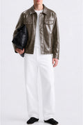 IVAR Brown Outlaw Leather Jacket - Model Wearing Front - IVAR Clothing
